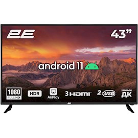ტელევიზორი 2E 2E-43A06K, 43", FHD, Smart TV, Android, HDMI, USB, LAN, WIFI, Black